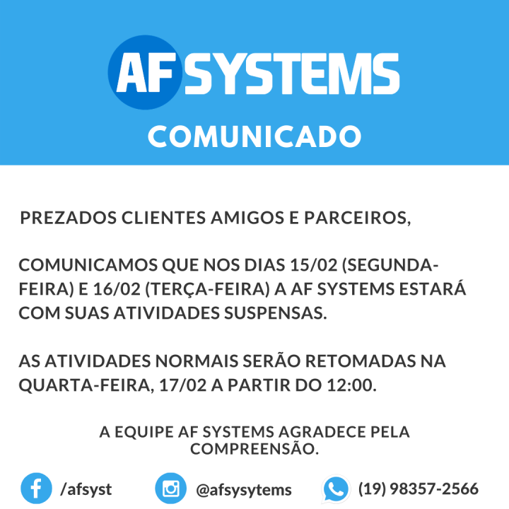 Comunicado AF Systems